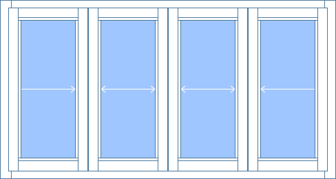 Алюминиевое остекление на 4 створки